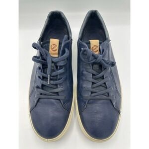 ECCO Soft Leather Navy Blue Lace-up Sneakers Men's 13